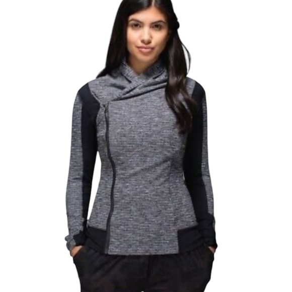 Lululemon Bhakti Yoga Jacket in Gray/Coco Pique Black / Black Size 10 MSRP $128 - Picture 1 of 14